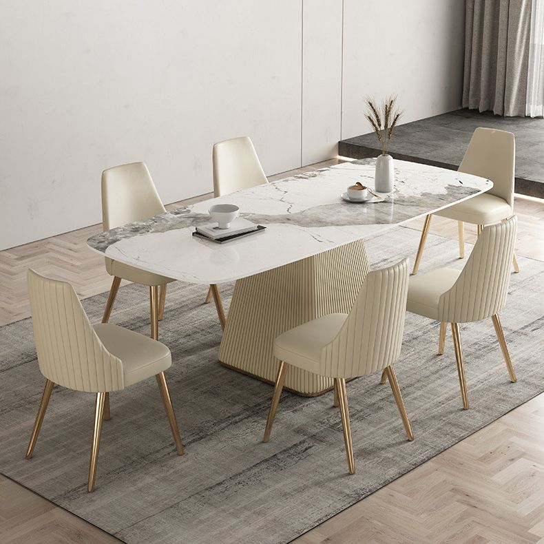 Rectangle Traditional Luxury Dining Table Sintered Stone Table with White Pedestal Base Clearhalo ' dining_table' 'Dining Tables & Seating' 'Dining Tables' 'furn' 'furn_dining_table' 'Furniture' 'furniture_dining_table' 'Kitchen & Dining Furniture' 'kitchen&dining_furn' 'kitchen' 'kitchen_dining_table' 1200x1200_2e09b5e3-1b24-4ac0-8ffd-5eb79719181c