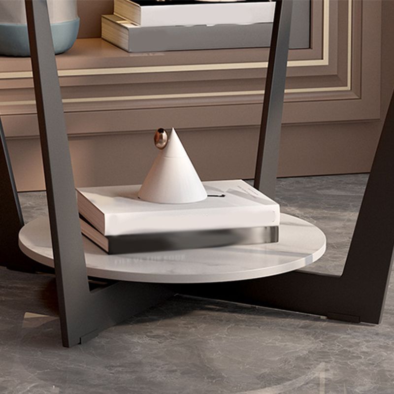 Square Marble Top End Table Metal Frame Sofa Side End Table with Shelf Clearhalo 'Coffee & Accent Tables' 'End & Side Tables' 'end_side_tables' 'furn' 'furn_end_side_tables' 'Furniture' 'Living Room Furniture' 1200x1200_2e0a8a5c-049b-4075-8ddd-a7ed52a6808a