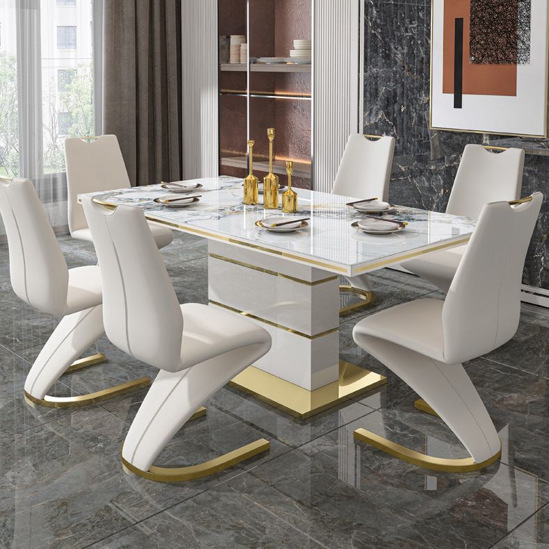 Luxury Sintered Stone Top Dining Table White Rectangle Table with Metal Pedestal Base Clearhalo ' dining_table' 'Dining Tables & Seating' 'Dining Tables' 'furn' 'furn_dining_table' 'Furniture' 'furniture_dining_table' 'Kitchen & Dining Furniture' 'kitchen&dining_furn' 'kitchen' 'kitchen_dining_table' 1200x1200_2e0c297b-81c5-4ca2-b3ba-66e9d59b4bf9