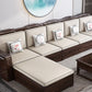 County Styled Solid Wood Frame Sofa in Brown Cotton Blend Sofa and Chaise