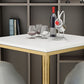 Mesa de comedor de madera maciza Glam, mesa de comedor con pedestal fijo y base de metal