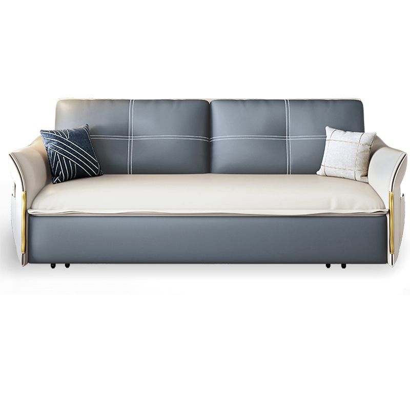 Faux Leather Stain Resistant Contemporary Flared Arm Couch Bed Clearhalo 'furn' 'furn_sofas' 'Furniture' 'Living Room Furniture' 'Sofa' 'sofas' 1200x1200_2e106145-1ef9-45a9-ae18-d30092bbf6da