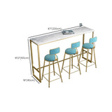 White Color Rectangle Bar Table Glam Style Faux Marble Bar Table
