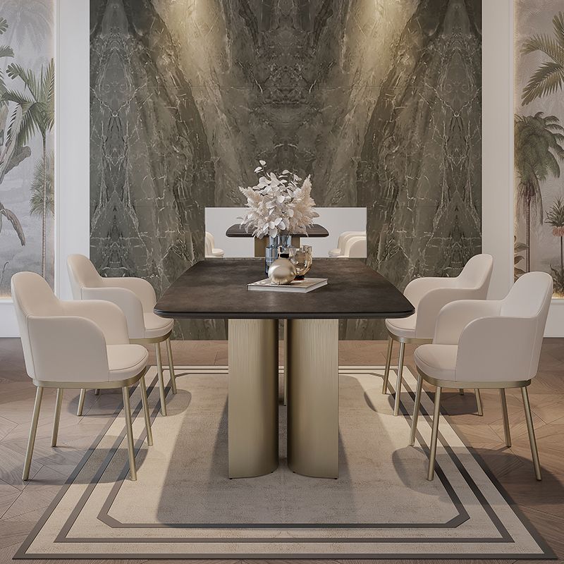 Nordic Glam Sintered Stone Rectangle Table Set 1/4/5/7 Pieces Dining Set Clearhalo 'Dining Room Sets' 'Dining Tables & Seating' 'dining_room_set' 'furn' 'furn_dining_room_set' 'Furniture' 'Kitchen & Dining Furniture' 1200x1200_2e121ec7-3cd1-41d4-9f05-8b54cc78c3d4