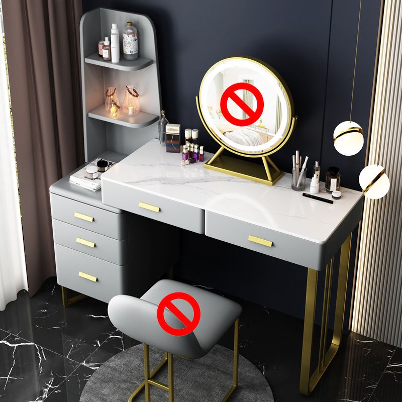 Luxuriöser Stein-Top-Make-up-Waschtischhocker Set 51.18 "H 5-Drawer-Kommode
