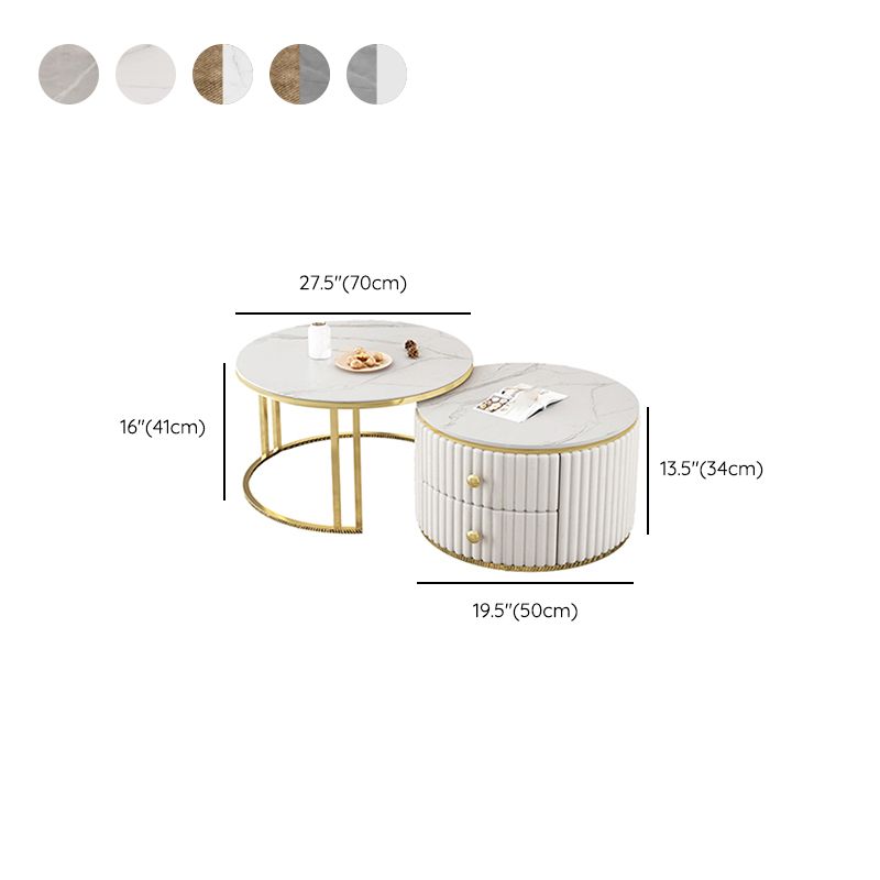 Round Coffee Table Glass Top Nesting Coffee Table Set with Golden Legs Clearhalo 'Coffee & Accent Tables' 'Coffee Tables' 'coffee_tables' 'furn' 'furn_coffee_tables' 'Furniture' 'Living Room Furniture' 1200x1200_2e142cbb-81f5-43af-990e-7e99ef86fcc4