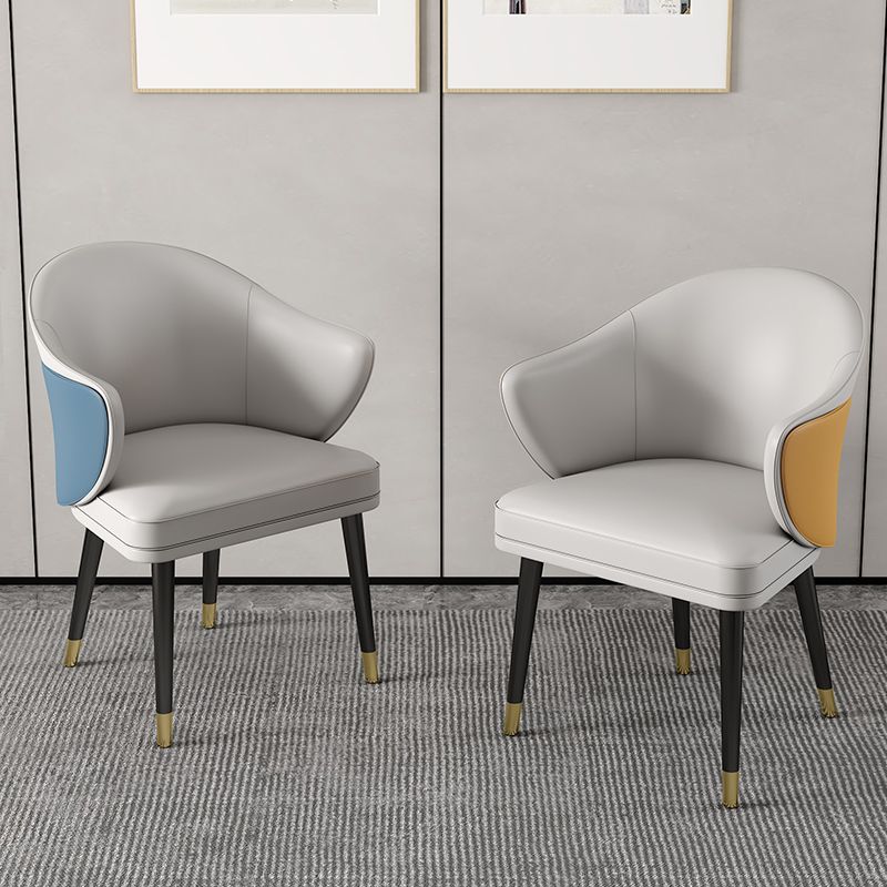 Glam Metal Dining Room Chairs PU Leather Dining Arm Chair for Restaurant Use Clearhalo ' kitchen&dining_furn' 'Dining Chairs' 'Dining Tables & Seating' 'dining_chair' 'furn' 'furn_dining_chair' 'Furniture' 'furniture_dining_chair' 'Kitchen & Dining Furniture' 'kitchen' 1200x1200_2e153358-575a-4cac-bc3e-1a04e404097d