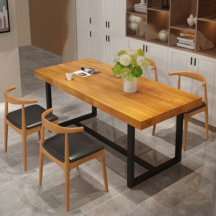Industrial Brown Dining Table Indoor Rectangle Dinette Table with Metal Frame Clearhalo 'Dining Tables & Seating' 'Dining Tables' 'dining_table' 'furn' 'furn_dining_table' 'Furniture' 'Kitchen & Dining Furniture' 1200x1200_2e15df70-cfb5-4c1a-bf6e-0cd92d624ed6