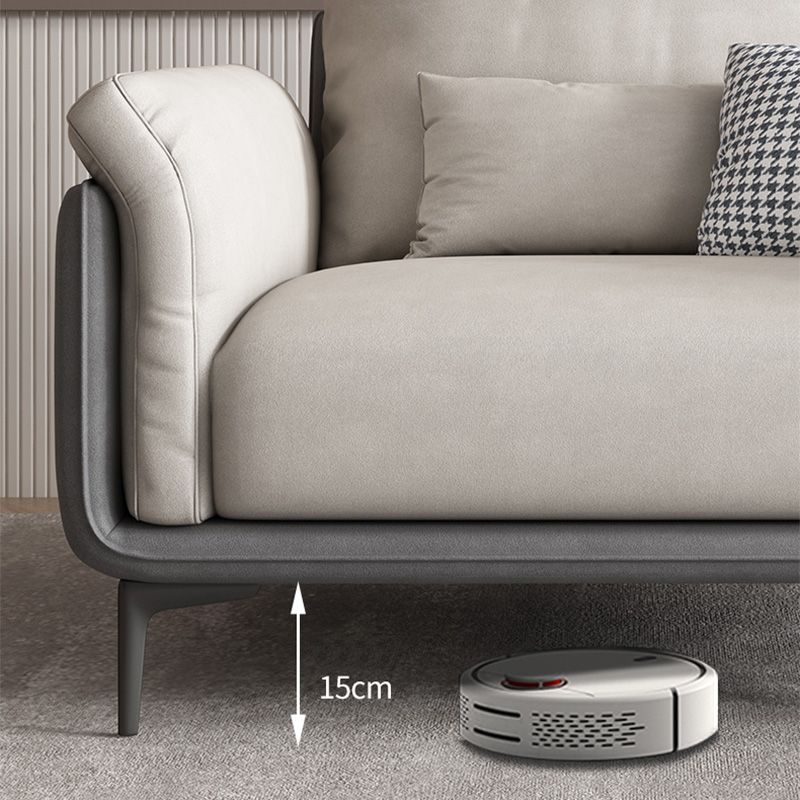 Faux Leather Stain Resistant Contemporary Sofa Couch in Beige Clearhalo 'furn' 'furn_sofas' 'Furniture' 'Living Room Furniture' 'Sofa' 'sofas' 1200x1200_2e1b50ab-84a0-47a5-a767-44d41bec2db9