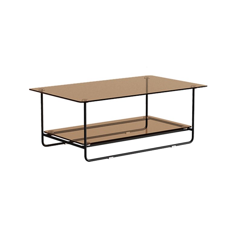 Table basse en verre rectangulaire moderne 17,7" Table de cocktail à base de traîneau en métal de H