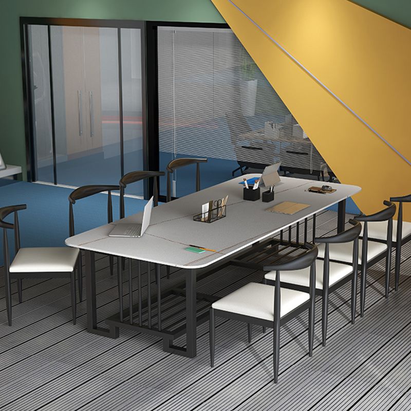 Tables de conférence en forme de bureau de style moderne en pierre avec 2 lames pour le bureau
