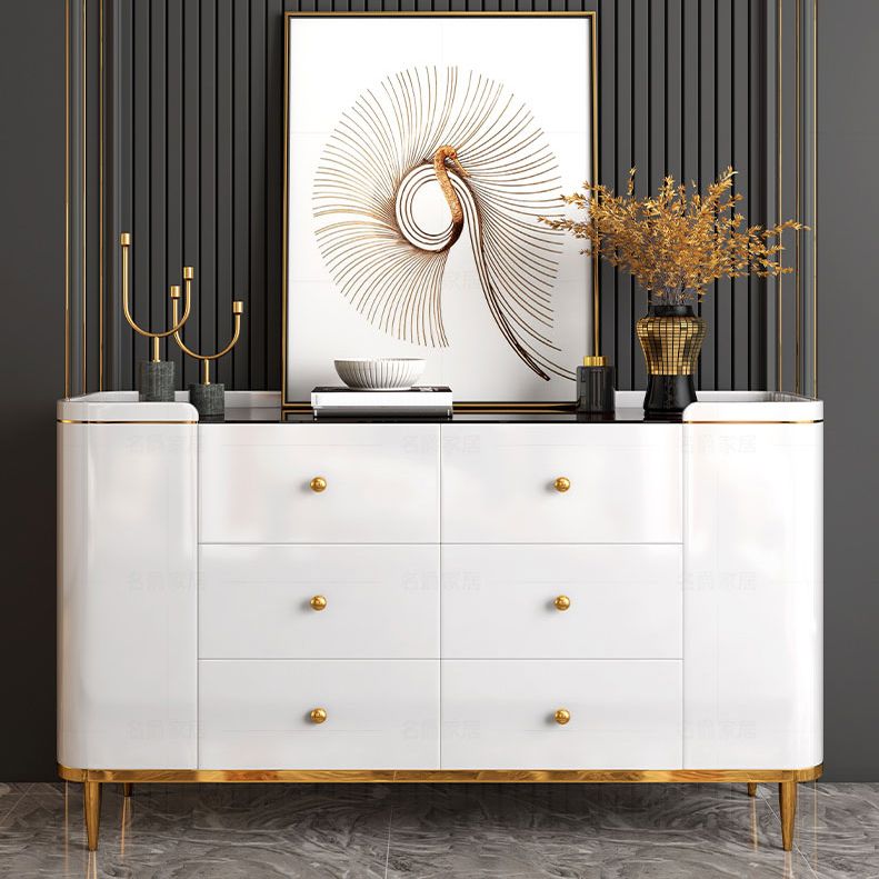 Sala da pranzo moderna a buffet in legno 33,4 "H 6 Server a buffet a 2 porte in bianco