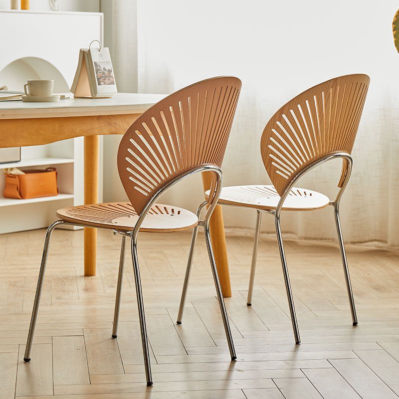 Metal Dining Room Chairs Set Contemporary Style Oval Open Back Side Chair Clearhalo ' kitchen&dining_furn' 'Dining Chairs' 'Dining Tables & Seating' 'dining_chair' 'furn' 'furn_dining_chair' 'Furniture' 'furniture_dining_chair' 'Kitchen & Dining Furniture' 'kitchen' 1200x1200_2e218f4b-ad70-41c0-b0e7-5d655cd02828