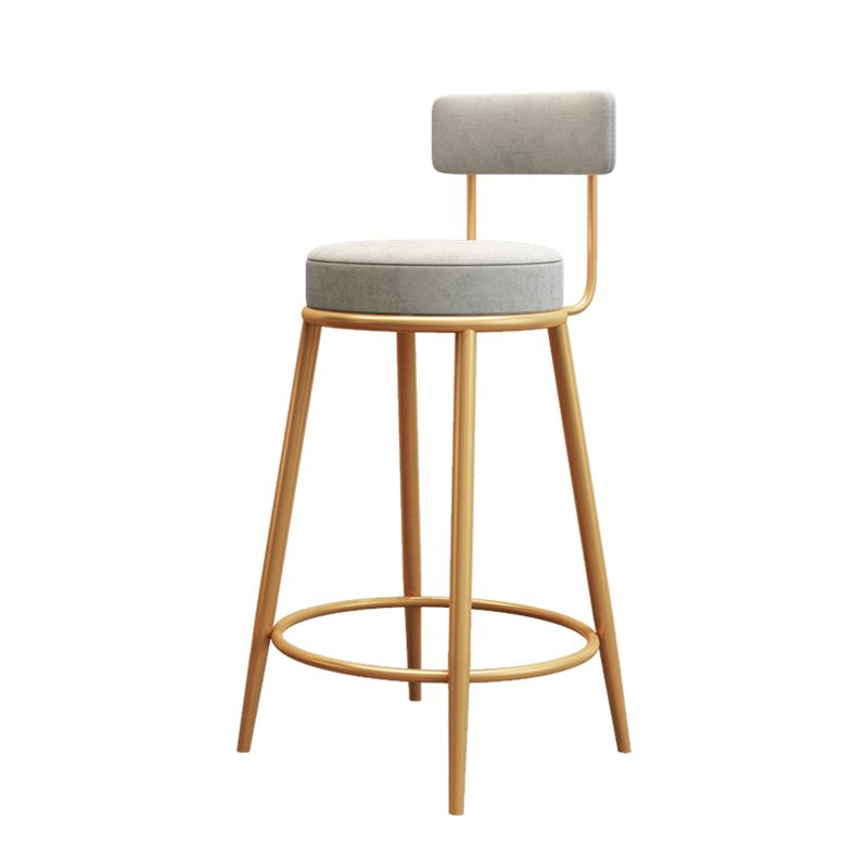 Glam Armless Backrest Counter Stool Iron Living Room Bar Stool with Velvet Cushion Clearhalo 'Bar Furniture' 'Bar Stools' 'bar_stools' 'furn' 'furn_bar_stools' 'Furniture' 'furniture_bar_stools' 'Kitchen & Dining Furniture' 1200x1200_2e21f161-0217-4153-8a5e-979f63482cbd