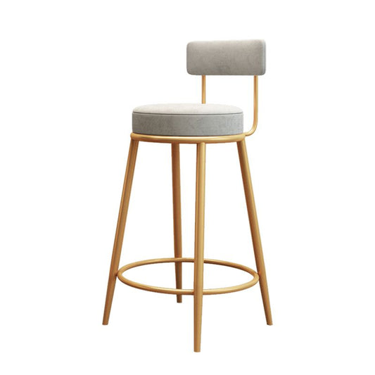 Glam Armless Backrest Counter Stool Iron Living Room Bar Stool with Velvet Cushion Clearhalo 'Bar Furniture' 'Bar Stools' 'bar_stools' 'furn' 'furn_bar_stools' 'Furniture' 'furniture_bar_stools' 'Kitchen & Dining Furniture' 1200x1200_2e21f161-0217-4153-8a5e-979f63482cbd