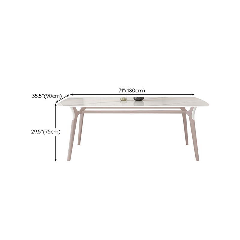Table de salle à manger Glam Table de salle à manger rectangulaire en pierre en blanc