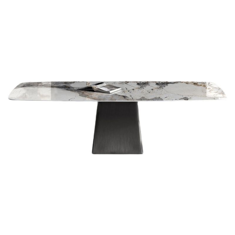 Rectangle Contemporary Dining Room Table White Sintered Stone Table with Pedestal Base Clearhalo ' dining_table' 'Dining Tables & Seating' 'Dining Tables' 'furn' 'furn_dining_table' 'Furniture' 'furniture_dining_table' 'Kitchen & Dining Furniture' 'kitchen&dining_furn' 'kitchen' 'kitchen_dining_table' 1200x1200_2e232e27-63e4-4de3-8857-d8a8127ef538