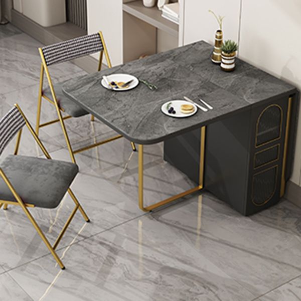 Modern Folding Dining Table Rectangle Wooden Top with Storage Clearhalo 'Dining Tables & Seating' 'Dining Tables' 'dining_table' 'furn' 'furn_dining_table' 'Furniture' 'Kitchen & Dining Furniture' 1200x1200_2e252056-bf4f-41b6-8f2a-643cdad0f869