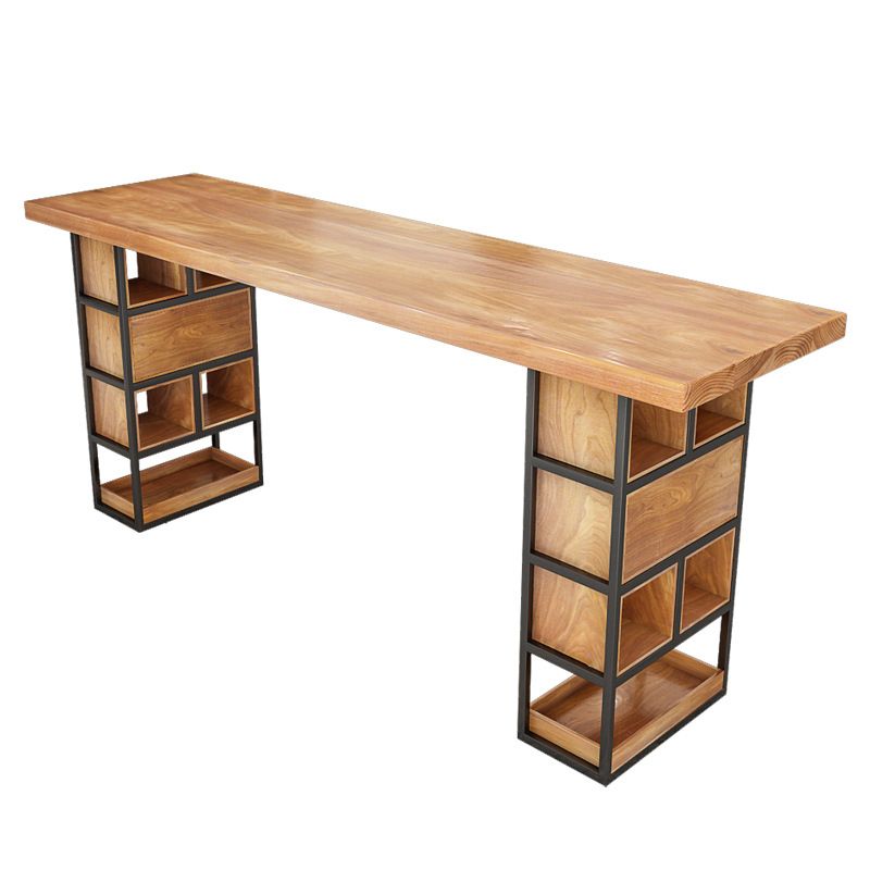 Modern Wood Bar Table Tulip Dining Table with Storage Shelves Clearhalo 'Bar Furniture' 'Bar Tables' 'bar_tables' 'furn' 'furn_bar_tables' 'Furniture' 'Kitchen & Dining Furniture' 1200x1200_2e273dc7-e061-49eb-ab05-9b0896f65010