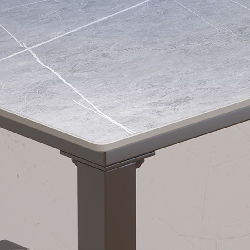 Escritorio de escritura de piedra gris contemporánea Desk de oficina de lanar en trineo L para hogar