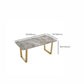 Rectangle Double Pedestal Dining Table Glam Stone Table for Kitchen