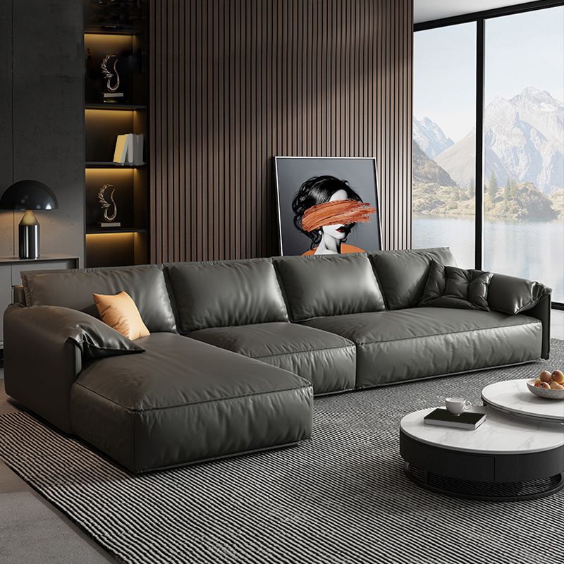 黒い本物の革のクッションバックセクション70 "木材の固定セクション