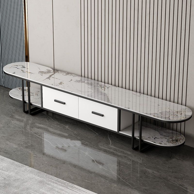Hedendaagse Slate Top TV Media Console 2 Lades TV Stand Console