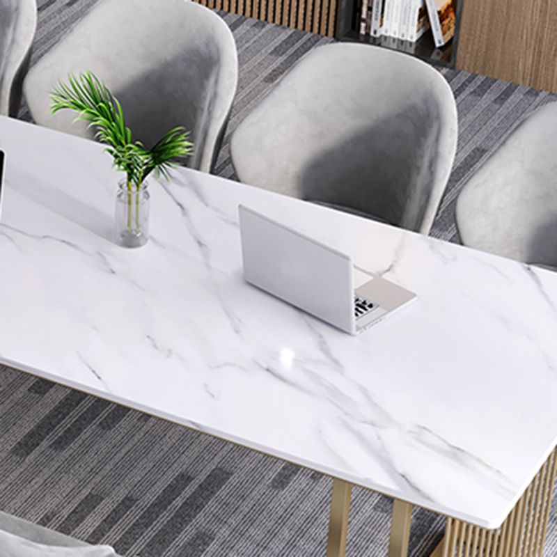Rectangular Shaped Conference Table Wood Writing Desk in White Clearhalo 'furn' 'furn_office_desk' 'Furniture' 'Office Desks' 'Office Furniture' 'office_desk' 1200x1200_2e2cf4b7-4689-4be2-b0e4-dc1749ecdee8