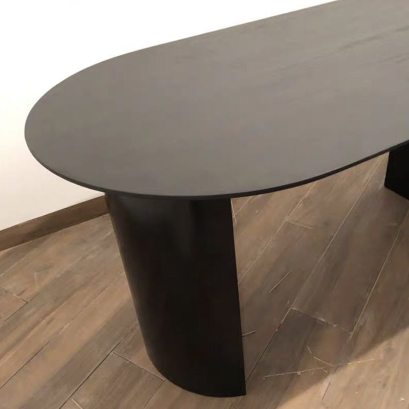 Oval Double Pedestal Modern Table Black Solid Wood Fixed Table Clearhalo ' dining_table' 'Dining Tables & Seating' 'Dining Tables' 'furn' 'furn_dining_table' 'Furniture' 'furniture_dining_table' 'Kitchen & Dining Furniture' 'kitchen&dining_furn' 'kitchen' 'kitchen_dining_table' 1200x1200_2e2e3fd5-4d5a-4fd6-9af7-d44b7dcbe006