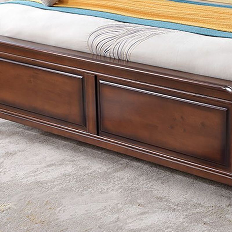 84.65 inch Wide Rustic Bed Frame Rubberwood Panel Bed with Headboard