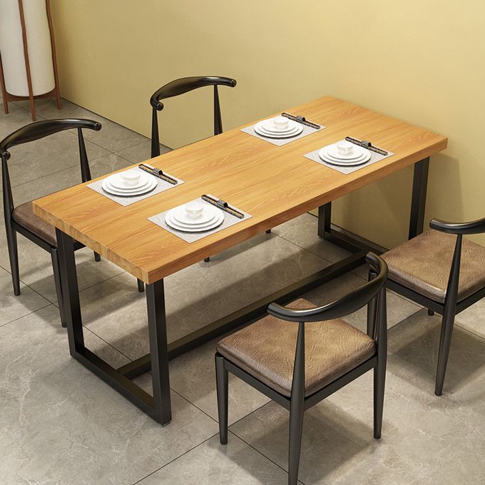 Black Metal Trestle Counter Table Industrial Rectangle Solid Wood Top Table Clearhalo 'Dining Tables & Seating' 'Dining Tables' 'dining_table' 'furn' 'furn_dining_table' 'Furniture' 'Kitchen & Dining Furniture' 1200x1200_2e316731-93e8-45c4-971a-03c8ea5a5df8