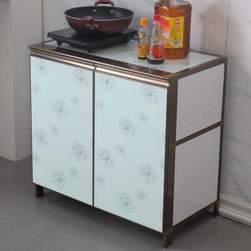 Modern White Metal Sideboard Tempered Glass Doors Cabinets Dining Server for Living Room Clearhalo 'buffet_sideboard' 'Buffets & Sideboards' 'furn' 'furn_buffet_sideboard' 'Furniture' 'furniture_buffet_sideboard' 'Kitchen & Dining Furniture' 1200x1200_2e34b692-4bbb-4f5a-aac4-ed96664ccd60