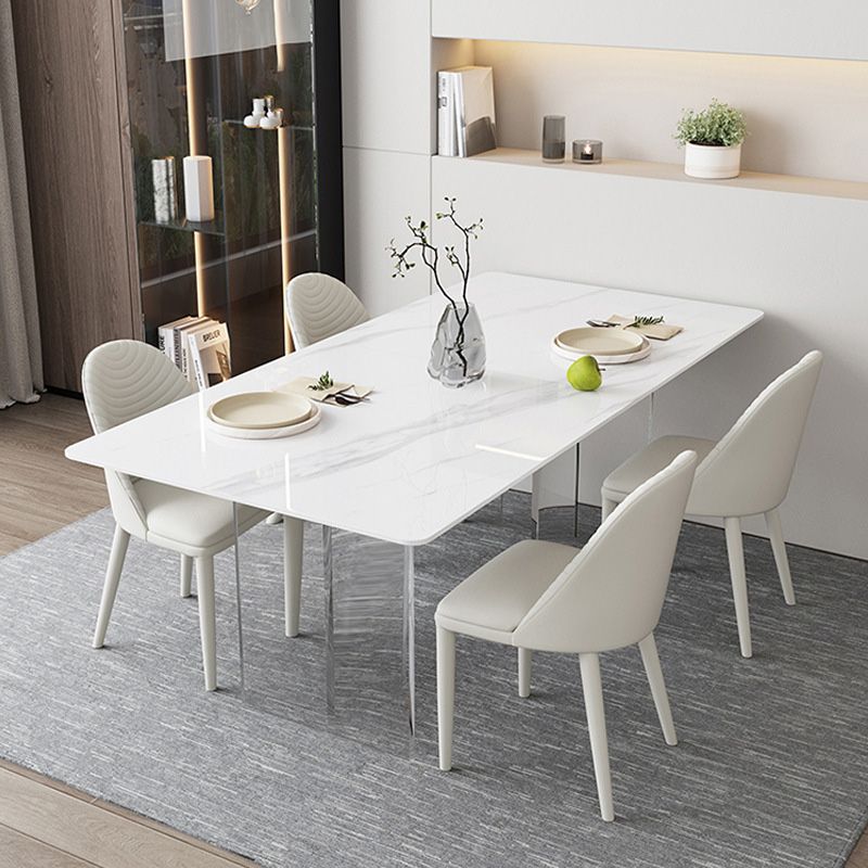 Medieval Modern Stone Dining Table Double Pedestal Rectangle Table for Dining Room Clearhalo 'Dining Tables & Seating' 'Dining Tables' 'dining_table' 'furn' 'furn_dining_table' 'Furniture' 'Kitchen & Dining Furniture' 1200x1200_2e378593-51fa-4d1b-85a5-7b85106361f8