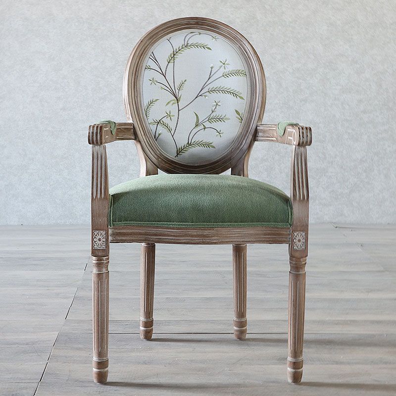Country Style Dining Arm Chair King Louis Back Side Chair with 4 Wood Legs for Home Use Clearhalo ' kitchen&dining_furn' 'Dining Chairs' 'Dining Tables & Seating' 'dining_chair' 'furn' 'furn_dining_chair' 'Furniture' 'furniture_dining_chair' 'Kitchen & Dining Furniture' 'kitchen' 1200x1200_2e3787f7-496f-4e59-9696-7511e7e65a64
