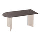Mesa moderna de forma irregular, mesa de piedra sinterizada con pedestal doble