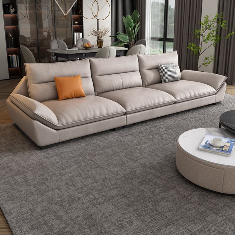 Flared Arm Beige Sectional Sofa with Chaise Pillowed Back Cushions Couch Sectional Clearhalo 'furn' 'furn_sectionals' 'Furniture' 'furniture_sectionals' 'kitchen' 'kitchen_sectionals' 'Living Room Furniture' 'Sectionals' 1200x1200_2e38d9d6-a5b3-4a64-b53c-971089ad7063