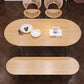 Oval 4 Legs Steel Dining Table Modern Wood Top Chrome Base Dining Site Table