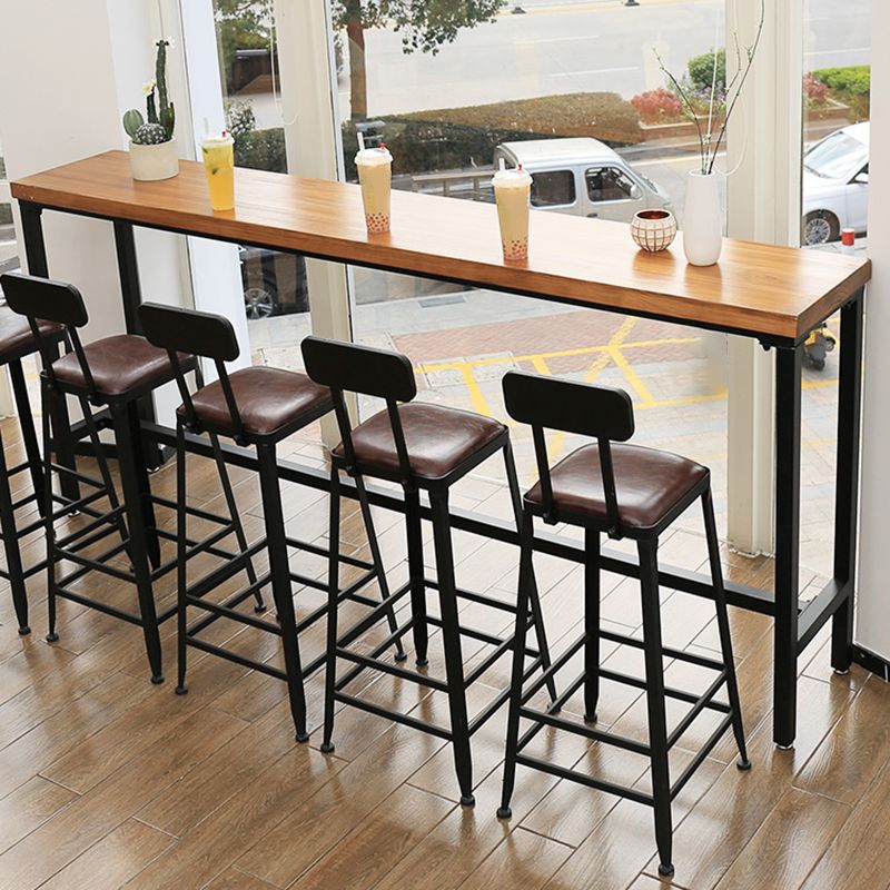 Contemporary Rectangle Bar Table Solid Wood Brown Colour Bar Dining Table with Footrest Clearhalo 'Bar Furniture' 'Bar Tables' 'bar_tables' 'furn' 'furn_bar_tables' 'Furniture' 'Kitchen & Dining Furniture' 1200x1200_2e39d007-08f1-4f49-b743-dc783e246e00