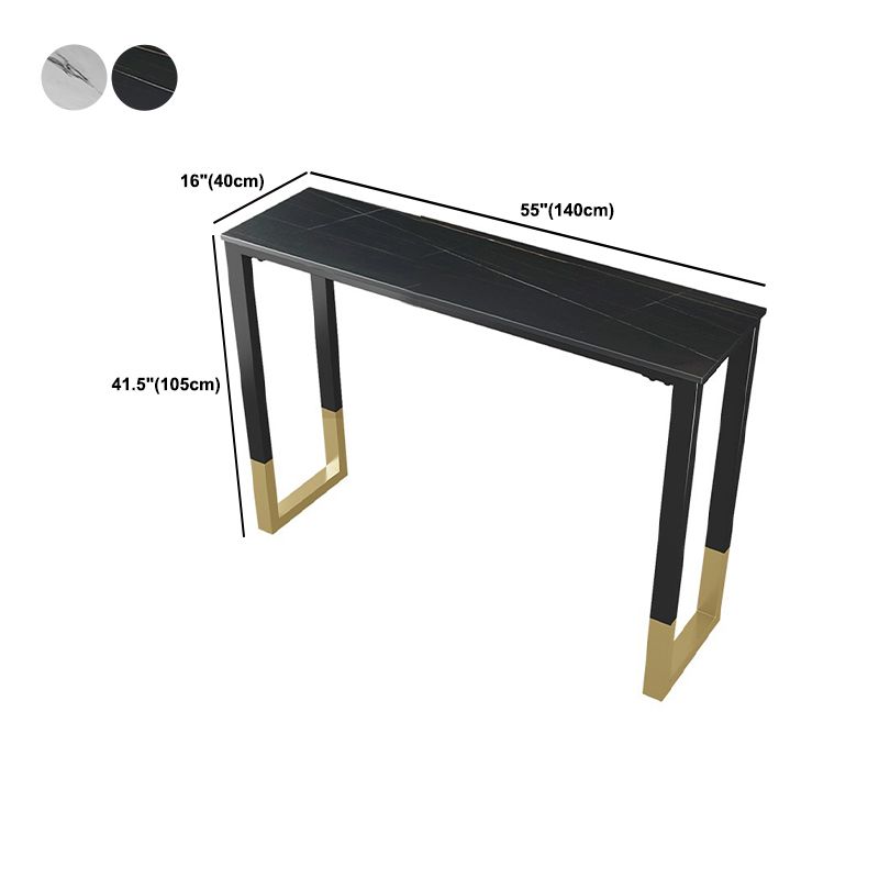 Glam Style Bar Tabel 42-inch Hoogte Stone Top Bistro Tafel met gouden voetstuk