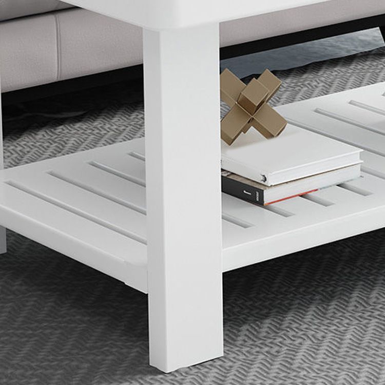17.7" H Modern Rectangle Wood Coffee Table 4 Legs Cocktail Table with Shelf