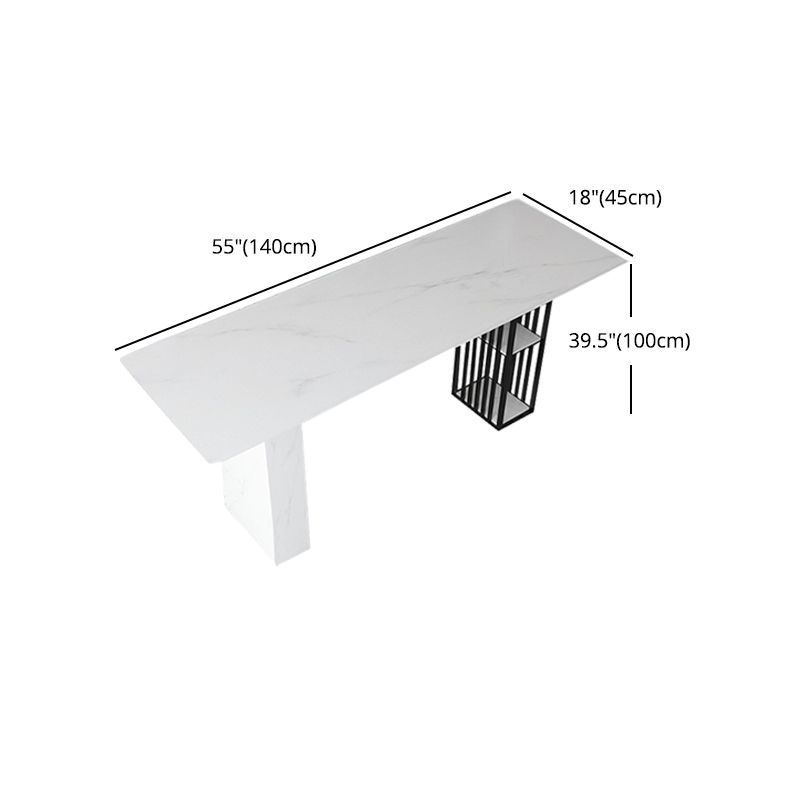 Stone Bar Dining Table Modern Rectangle Bar Table with Double Pedestal for Kitchen Clearhalo 'Bar Furniture' 'Bar Tables' 'bar_tables' 'furn' 'furn_bar_tables' 'Furniture' 'furniture_bar_tables' 'Kitchen & Dining Furniture' 1200x1200_2e3cc662-131e-4147-8e47-7aed80d40024