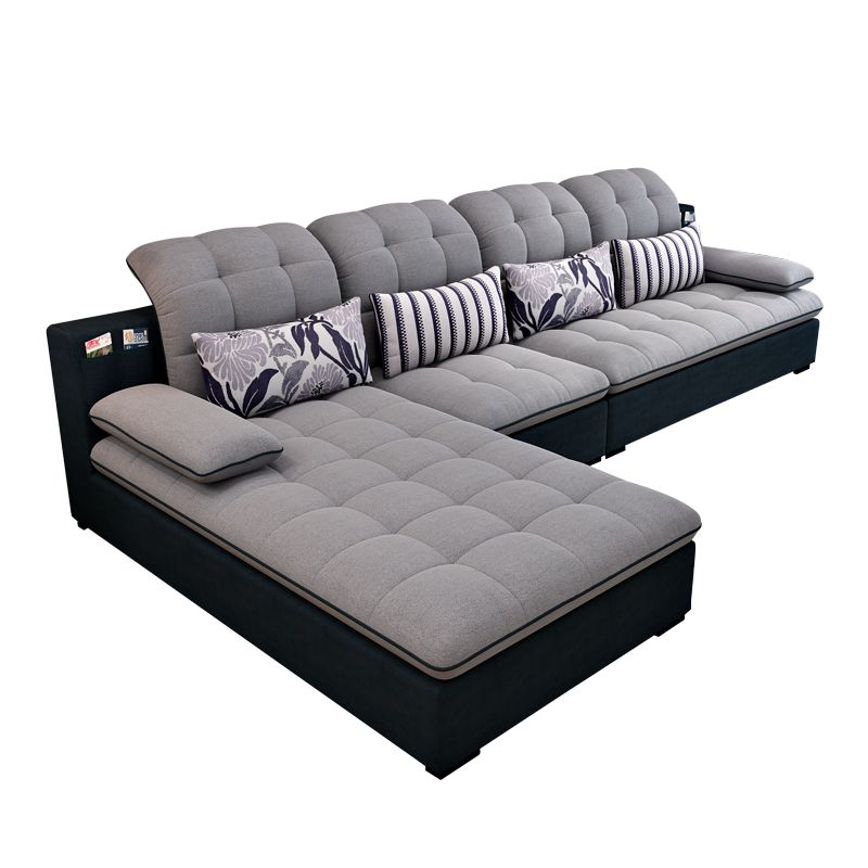 Farmhouse Pillow Top Arm Sectional Tufted Back Sofa and Chaise Clearhalo 'furn' 'furn_sectionals' 'Furniture' 'furniture_sectionals' 'Living Room Furniture' 'Sectionals' 1200x1200_2e3ce3fb-22fc-4abc-b1b7-c5be8b9016e7