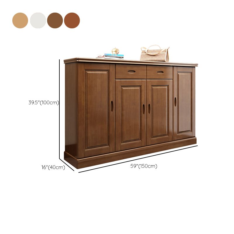 Moderne moderne accentkast uit het midden van de eeuw met laden en planken in rubberwood