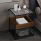 Square Glass Frame Side Table with Storage Shelves - 16.93" W
