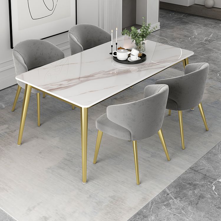 Modern Rectangle Dining Set 1/2/5 Pieces Stone Top Indoor Dinette Set with Gold Base Clearhalo 'Dining Room Sets' 'Dining Tables & Seating' 'dining_room_set' 'furn' 'furn_dining_room_set' 'Furniture' 'Kitchen & Dining Furniture' 1200x1200_2e405203-45eb-4ae2-8cd1-7266f650ef45