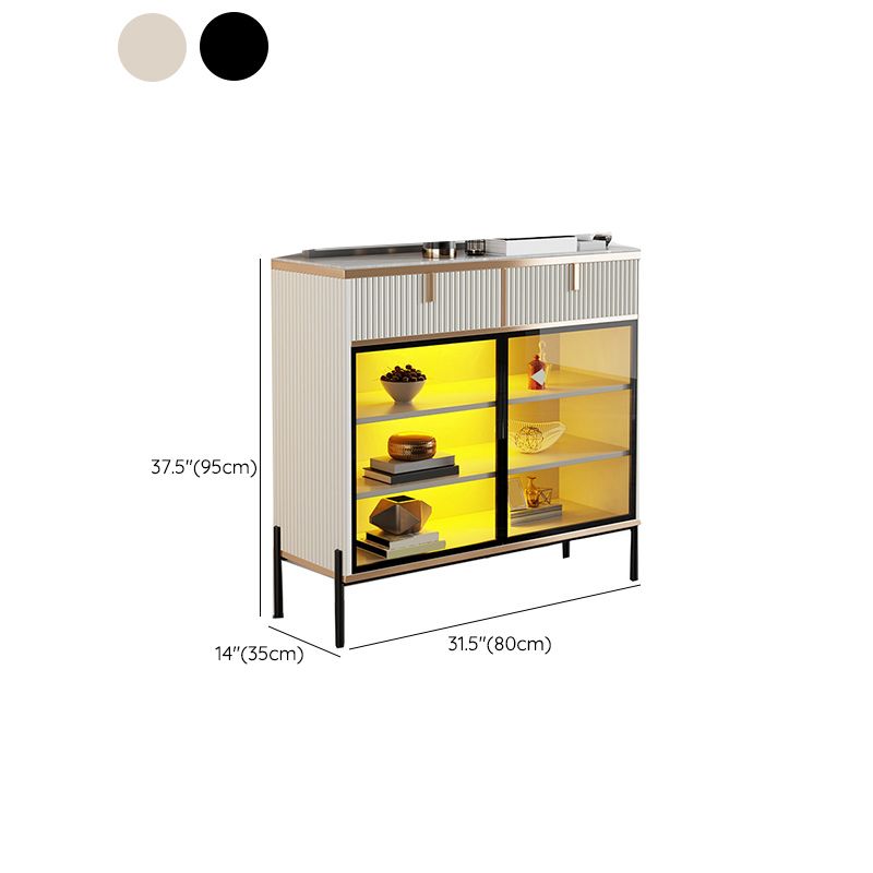 Sideboard Steintüren im Glam -Stil Seitenbrett mit Schränken und Schubladen