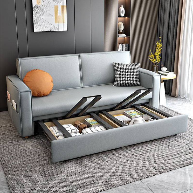 Scandinavian Sofa Bed Faux Leather Sleeper Sofa with Storage Clearhalo 'furn' 'furn_futons' 'Furniture' 'Futons & Daybeds' 'Futons' 'Living Room Furniture' 1200x1200_2e42157a-b703-4436-ab8f-217bafb09b80