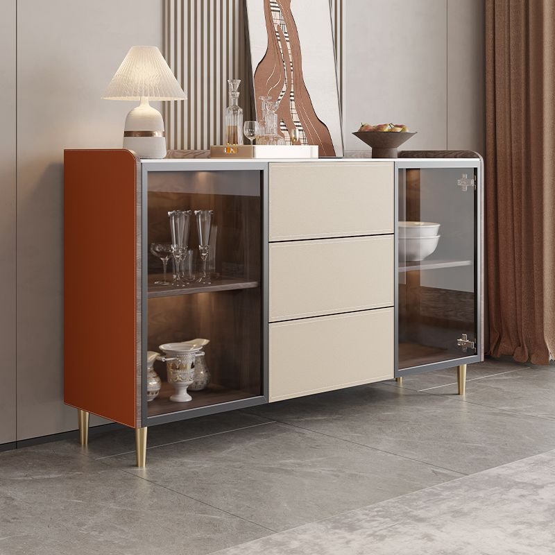 Glam Stone Sideboard Cabinet Sideboard 3 Drawers Server with Storage Clearhalo 'buffet_sideboard' 'Buffets & Sideboards' 'furn' 'furn_buffet_sideboard' 'Furniture' 'Kitchen & Dining Furniture' 1200x1200_2e424599-096c-4b7c-868c-e9fdcbd1024b