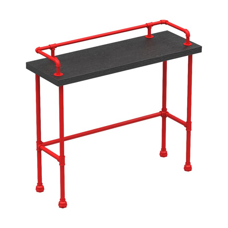 Industrial Style Red Iron Bar Table Rectangle Black Wood Top Indoor 41.34"H Bistro Table Clearhalo 'Bar Furniture' 'Bar Tables' 'bar_tables' 'furn' 'furn_bar_tables' 'Furniture' 'furniture_bar_tables' 'Kitchen & Dining Furniture' 'kitchen&dining_furn' 'kitchen' 1200x1200_2e42668a-c064-42a2-9f53-be2fe5b40334