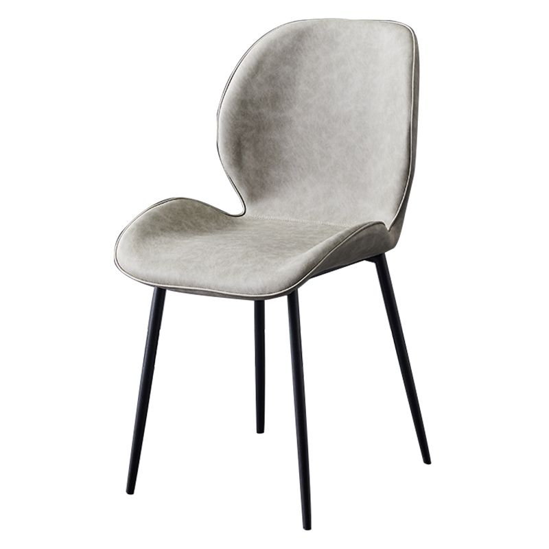 Contemporary Style Metal Dining Room Chair Solid Back Chair with Black Legs Clearhalo ' kitchen&dining_furn' 'Dining Chairs' 'Dining Tables & Seating' 'dining_chair' 'furn' 'furn_dining_chair' 'Furniture' 'furniture_dining_chair' 'Kitchen & Dining Furniture' 'kitchen' 1200x1200_2e432c98-1192-448d-a480-b6f75d6d5334